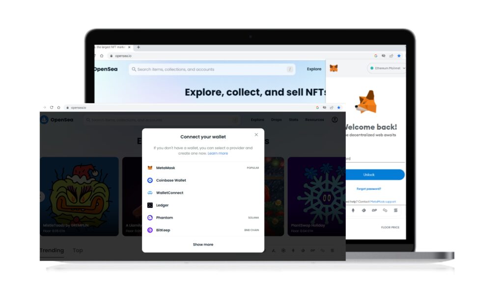 Infographic: buying NFT at Opensea with Metamask
